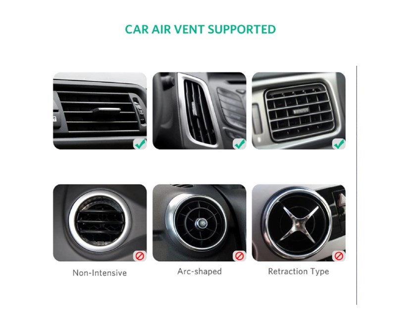 UGREEN držač za smartphone, za ventilacijski otvor, za auto, sivi