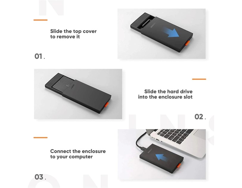 UGREEN vanjsko kućište 2.5" SATA HDD/SSD, do 9.5mm, tool free, Micro USB 3.0