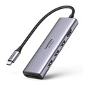 UGREEN 6-portni USB-C HUB 3xUSB-A 3.0, 1xHDMI 4K 60Hz, 1xSD, 1xTF, sivi 