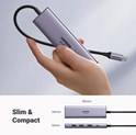 UGREEN 6-portni USB-C HUB 3xUSB-A 3.0, 1xHDMI 4K 60Hz, 1xSD, 1xTF, sivi 