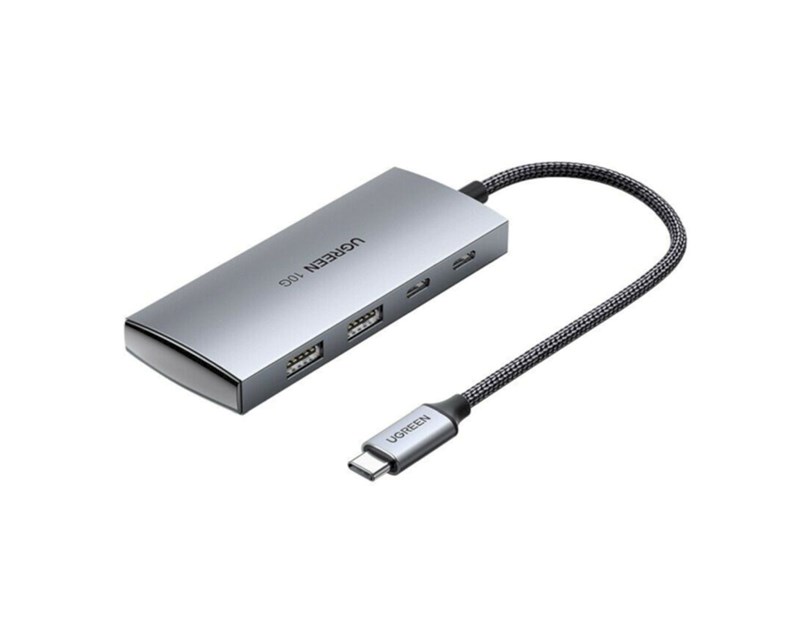 UGREEN 4-portni USB-C HUB 2xUSB-A, 2xUSB-C, 10Gbps, sivi