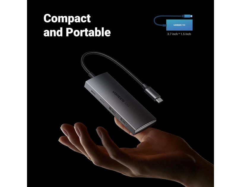UGREEN 4-portni USB-C HUB 2xUSB-A, 2xUSB-C, 10Gbps, sivi