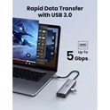 UGREEN 7-portni USB-C HUB 2xUSB-A 3.0, 1xHDMI 4K 60Hz, 1xRJ45, 1xSD, 1xTF, 1x USB-C PD, sivi 