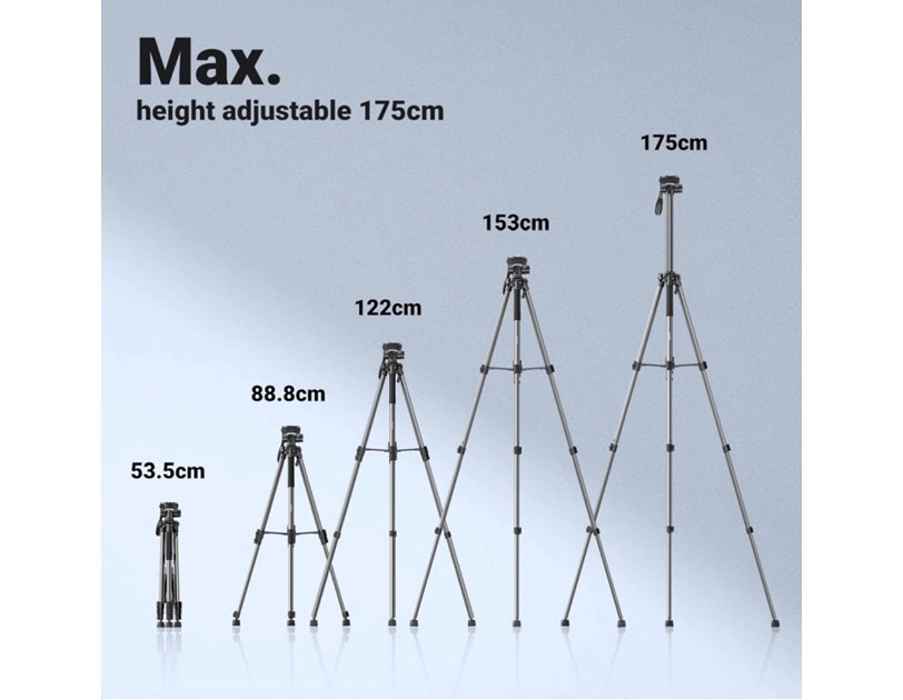 UGREEN LP661 Stativ tripod za foto i video, nosivost 5kg, visina 53.5-175cm, 360° Pan,180° Tilt, za mobitele, akcijske kamere, DSLR fotoaparate, ručne kamkordere, projektore 