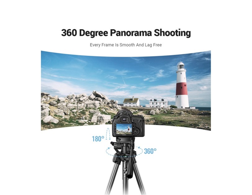UGREEN LP661 Stativ tripod za foto i video, nosivost 5kg, visina 53.5-175cm, 360° Pan,180° Tilt, za mobitele, akcijske kamere, DSLR fotoaparate, ručne kamkordere, projektore 