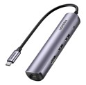 UGREEN 5-portni USB-C HUB 2xUSB-A 3.0 A, 1xHDMI, 1xRJ45, 1x USB-C PD, sivi
