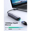 UGREEN 5-portni USB-C HUB 2xUSB-A 3.0 A, 1xHDMI, 1xRJ45, 1x USB-C PD, sivi