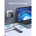 UGREEN 5-portni USB-C HUB 2xUSB-A 3.0 A, 1xHDMI, 1xRJ45, 1x USB-C PD, sivi