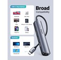 UGREEN 5-portni USB-C HUB 2xUSB-A 3.0 A, 1xHDMI, 1xRJ45, 1x USB-C PD, sivi