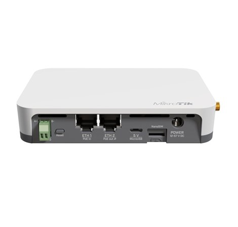 Mikrotik KNOT LR8 kit - IoT Gateway, 650MHz CPU, 64MB RAM, 2×10/100Mbps (PoE-in/PoE-out) 2.4Ghz 802.11b/g/n Dual Chain, R11e-LoRa8 card (863-870MHz 14dBm), BT5.2, GPS, microUSB, RouterOS L4