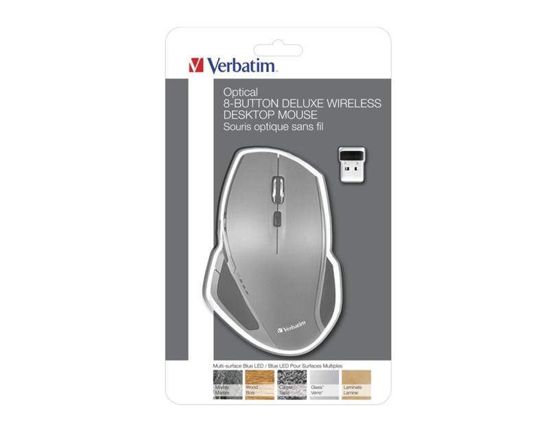 Verbatim Deluxe bežični Blue LED miš, 8 tipki, srebrni