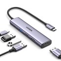 UGREEN 5-portni Revodok 105 USB-C HUB, 3xUSB-A, 1xUSB-C 100W PD, 1xHDMI 4K 30Hz, sivi