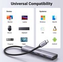 UGREEN 5-portni Revodok 105 USB-C HUB, 3xUSB-A, 1xUSB-C 100W PD, 1xHDMI 4K 30Hz, sivi