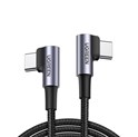 UGREEN USB-C (M) na USB-C (M), kutni 90°, 60W, 3A, PD 3.0, QC 4.0, pleteni kabel MFi, 1m