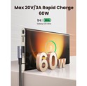 UGREEN USB-C (M) na USB-C (M), kutni 90°, 60W, 3A, PD 3.0, QC 4.0, pleteni kabel MFi, 1m