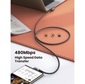 UGREEN USB-C (M) na USB-C (M), kutni 90°, 60W, 3A, PD 3.0, QC 4.0, pleteni kabel MFi, 1m