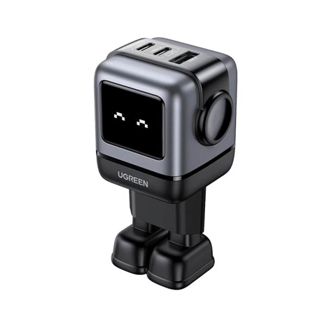 UGREEN Robot zidni punjač 65W, 2x USB-C, 1xUSB-A, GaN, sivo crni