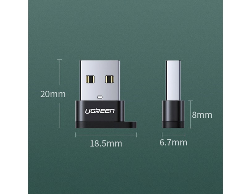 UGREEN adapter USB-C 3.1 (Ž) na USB-A 2.0 (M), crni