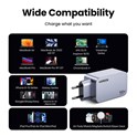 UGREEN Nexode Pro Mini FC zidni punjač 100W, 2x USB-C, USB-A, USB-C kabel, GaN, sivi