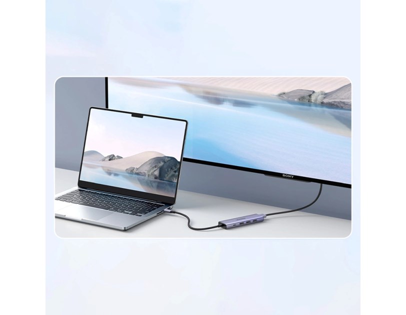 UGREEN 5-portni USB-C HUB 3x USB-A 3.2, 1xUSB-C PD, 1xHDMI 4K 30 fps, sivi
