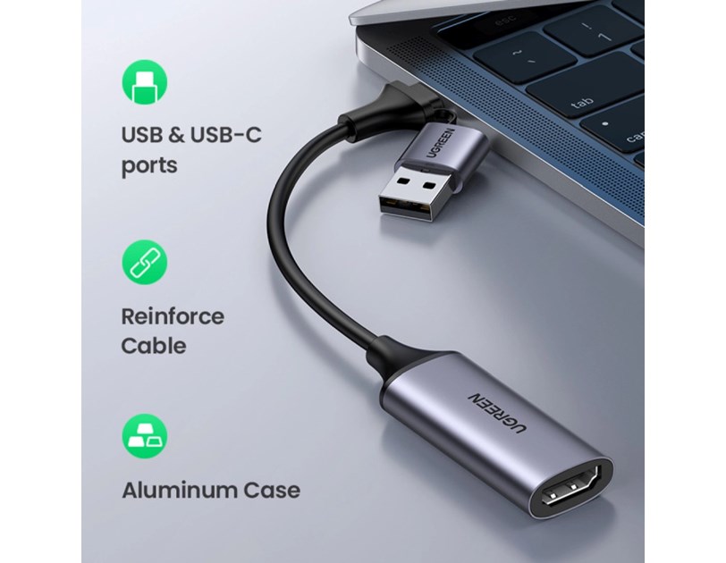 UGREEN adapter USB-C/A na HDMI Video capture card
