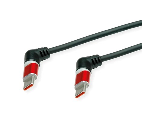 Roline 360° USB 2.0 kabel, C-C, M/M, 60W, okretni konektori, crveno/crni, 1.0m