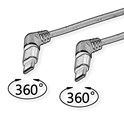 Roline 360° USB 2.0 kabel, C-C, M/M, 60W, okretni konektori, crveno/crni, 2.0m