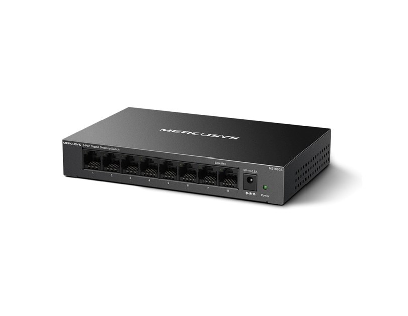 Mercusys 8-Port Gigabit Desktop preklopnik (Switch) 8×10/100/1000Mbps, Plug & Play, Auto-Negotiation, Auto-MDI/MDIX, metalno kučište 