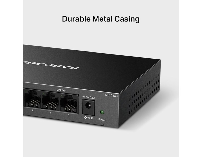 Mercusys 8-Port Gigabit Desktop preklopnik (Switch) 8×10/100/1000Mbps, Plug & Play, Auto-Negotiation, Auto-MDI/MDIX, metalno kučište 