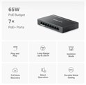 Mercusys 8-Port Gigabit Desktop preklopnik (Switch) 7× Gigabit PoE+, 1× Gigabit Non-Po, Plug & Play, metalno kučište 