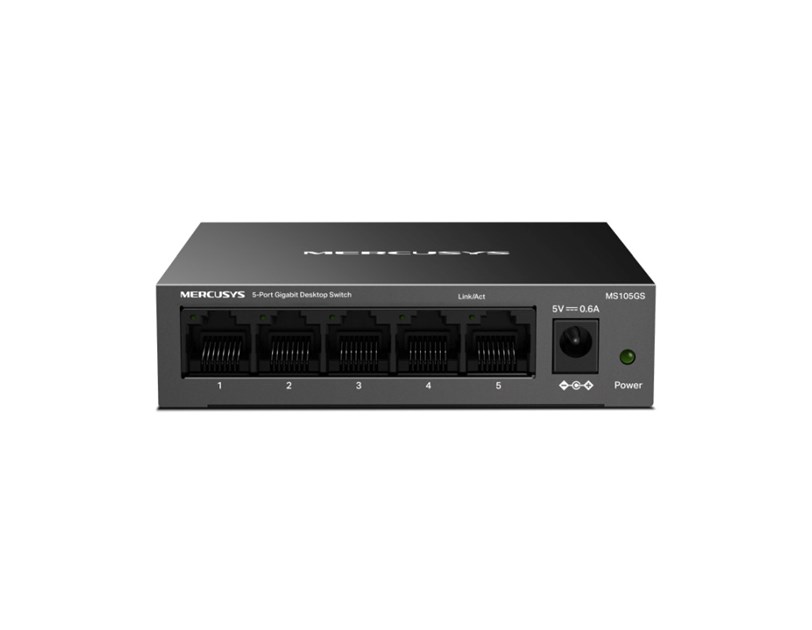 Mercusys MS105GS 5-Port Gigabit Desktop preklopnik (Switch) 5×10/100/1000Mbps, Plug & Play, Auto-Negotiation, Auto-MDI/MDIX, metalno kučište 