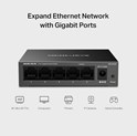 Mercusys MS105GS 5-Port Gigabit Desktop preklopnik (Switch) 5×10/100/1000Mbps, Plug & Play, Auto-Negotiation, Auto-MDI/MDIX, metalno kučište 