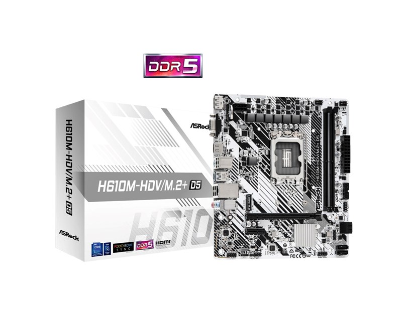 ASRock MB H610M-HDV/M.2+, S.1700, DDR5/5600MHz, PCIe 4.0, G-LAN, VGA/DP/HDMI, mATX