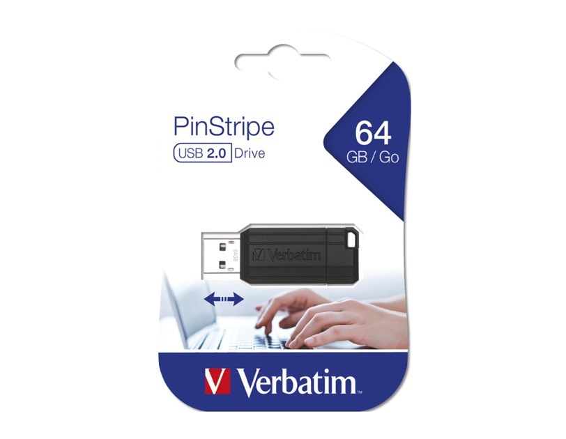 Verbatim USB2.0 PinStripe 64GB, crni