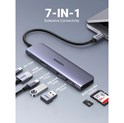 UGREEN 7-portni USB-C HUB 2xUSB-A, 1xUSB-C PD 100W, 1xUSB-C, 1xHDMI 4K, 1xSD, 1xTF, sivi