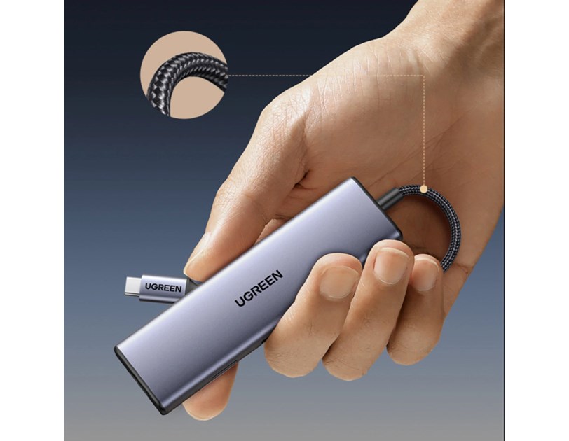 UGREEN 9-portni USB-C HUB 3xUSB-A,1xHDMI 4K 60, 1xVGA, 1xUSB-C PD 100W, 1xRJ45, 1xSD, 1xTF, sivi