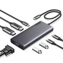 UGREEN 8-portni Revdok USB-C HUB USB-C 2xUSB-C, 2xUSB-A, 1xHDMI 4K 60, 1xHDMI 4K 30, 1xVGA, 1xUSB-C PD 100W, sivi 