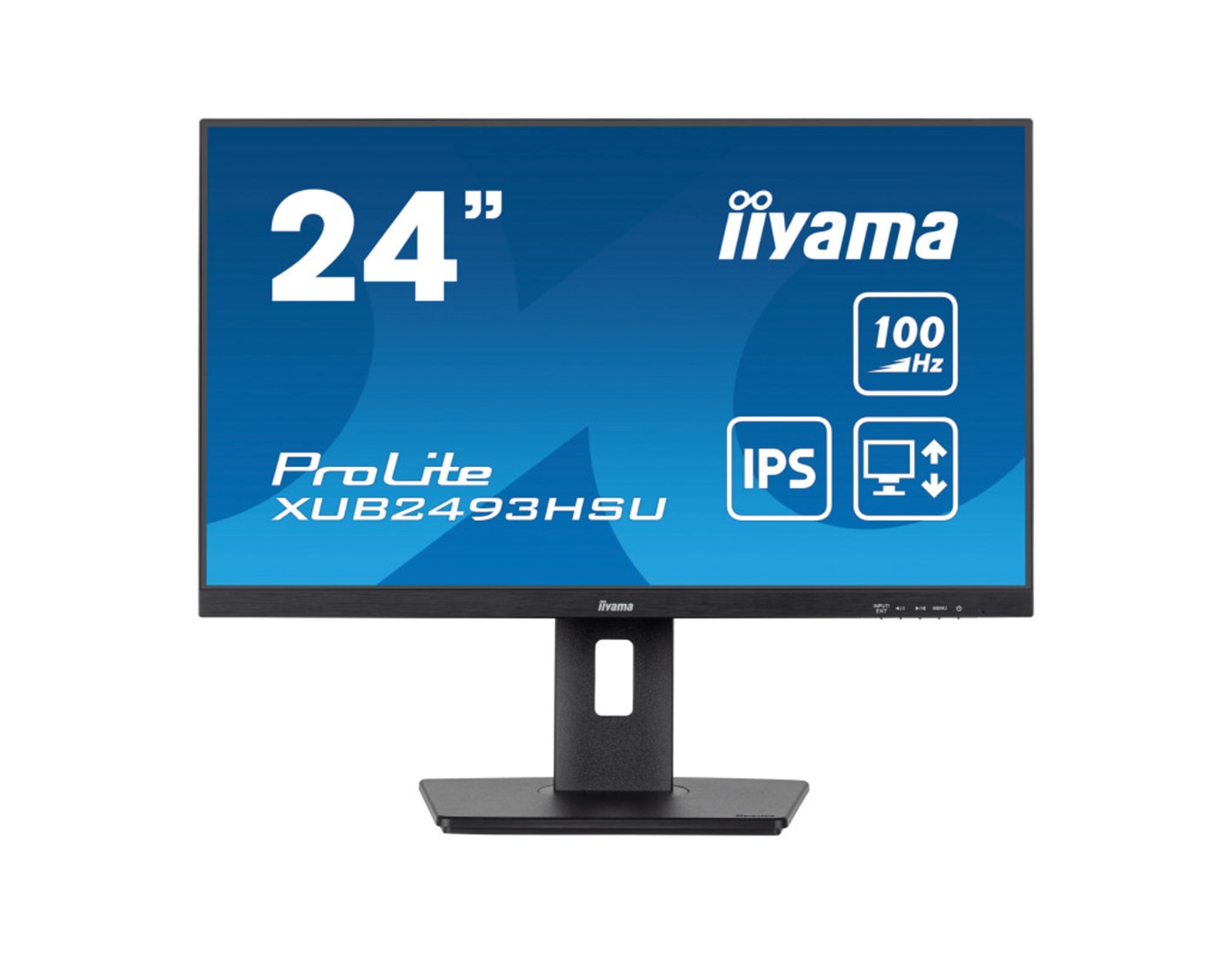 IIYAMA 24" XUB2493HSU-B6 FHD (1920×1080) IPS, 100Hz, 16:9, 4ms, 250 cd/m2, 1000:1, 1xHDMI/DP, 2×USB-A, Pivot, Ultraslim, HAS, zvučnici, crni