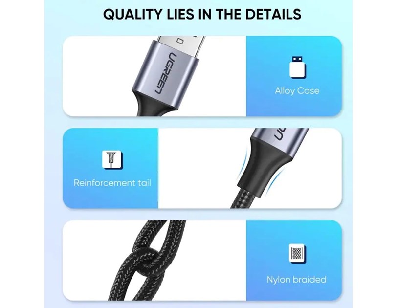 UGREEN USB-C (M) na USB-A (M) pleteni kabel MFi, 1m