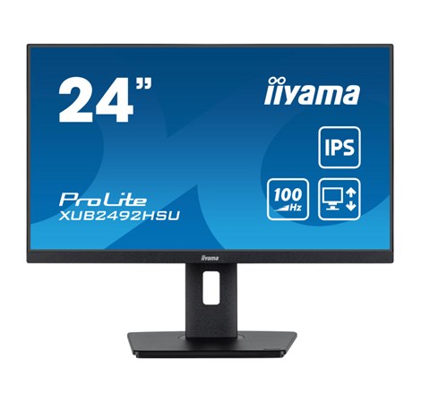 IIYAMA 24" XUB2492HSU-B6 FHD (1920×1080) IPS, 100Hz, 16:9, 0.4ms, 250 cd/m2, 1300:1, 1xHDMI/DP, 4×USB-A, Pivot, zvučnici, crni