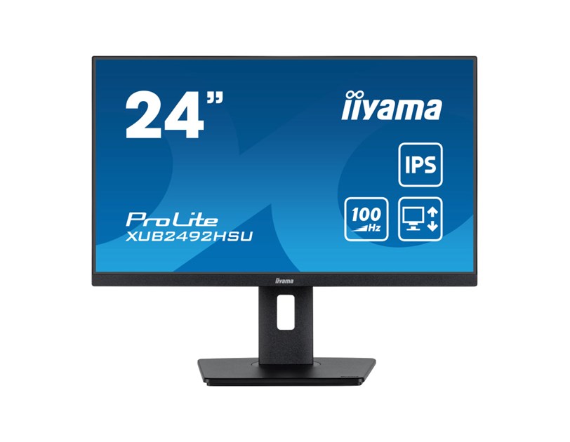IIYAMA 24" XUB2492HSU-B6 FHD (1920×1080) IPS, 100Hz, 16:9, 0.4ms, 250 cd/m2, 1300:1, 1xHDMI/DP, 4×USB-A, Pivot, zvučnici, crni