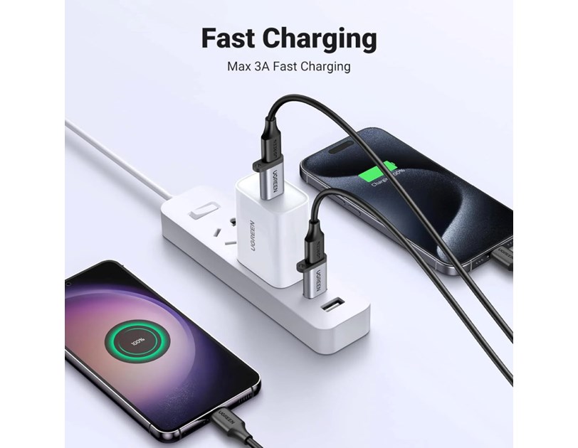 UGREEN adapter USB 3.1 C (Ž) na USB-A 3.0 (M), sivi