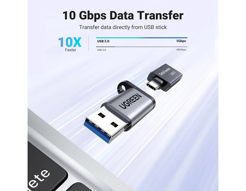 UGREEN adapter USB 3.1 C (Ž) na USB-A 3.0 (M), sivi