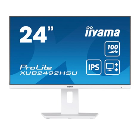 IIYAMA 24" XUB2492HSU-W6 FHD (1920×1080) IPS, Pivot, 100Hz, 16:9, 0.4ms, 250 cd/m2, 1300:1, HDMI/DP, 4×USB-A, zvučnici, bijeli