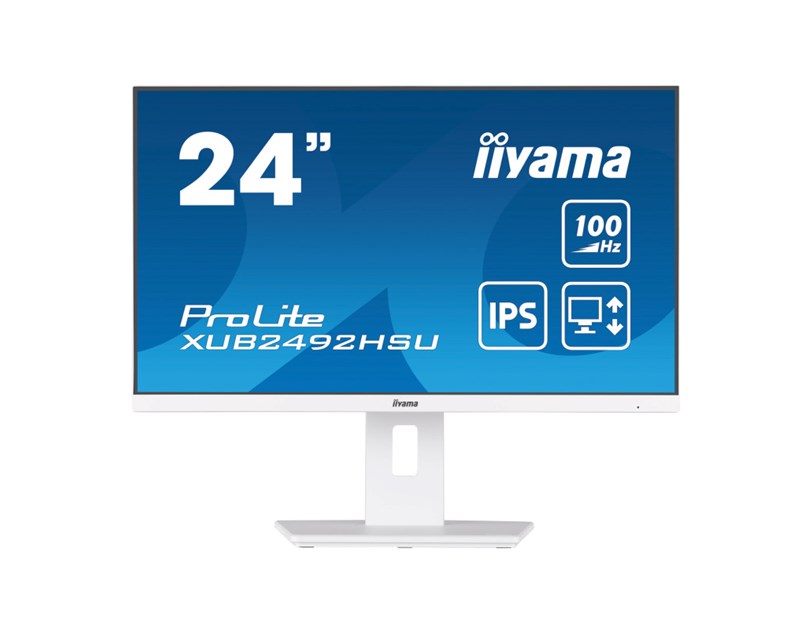 IIYAMA 24" XUB2492HSU-W6 FHD (1920×1080) IPS, Pivot, 100Hz, 16:9, 0.4ms, 250 cd/m2, 1300:1, HDMI/DP, 4×USB-A, zvučnici, bijeli