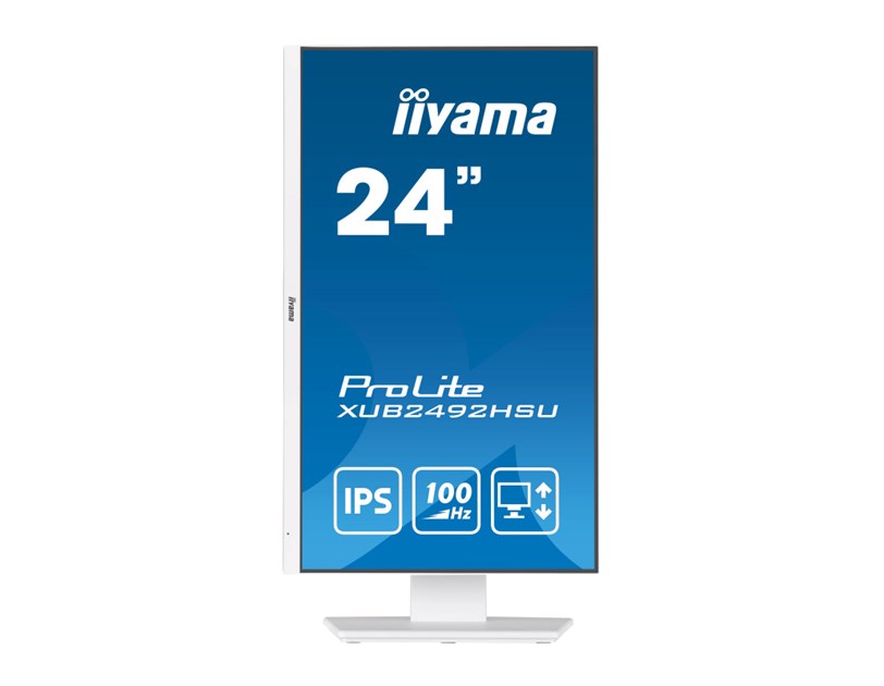 IIYAMA 24" XUB2492HSU-W6 FHD (1920×1080) IPS, Pivot, 100Hz, 16:9, 0.4ms, 250 cd/m2, 1300:1, HDMI/DP, 4×USB-A, zvučnici, bijeli