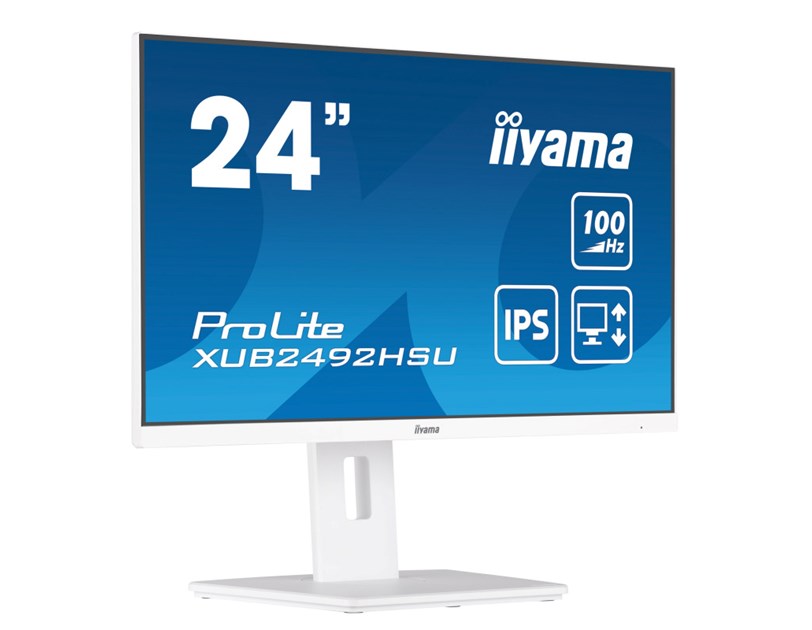 IIYAMA 24" XUB2492HSU-W6 FHD (1920×1080) IPS, Pivot, 100Hz, 16:9, 0.4ms, 250 cd/m2, 1300:1, HDMI/DP, 4×USB-A, zvučnici, bijeli