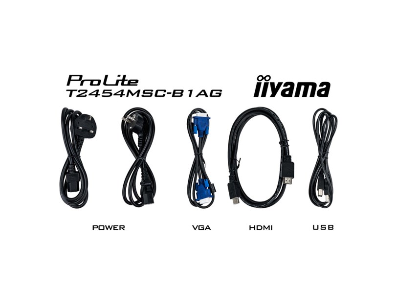 IIYAMA 24" T2454MSC-B1AG Touchscreen FHD (1920×1080) IPS LED, 16:9, 250 cd/m2, 1000:1, 1xVGA, 1xHDMI, 3xUSB-A, zvučnici, crni 