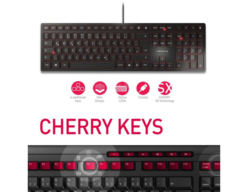 Cherry KC 6000 Slim tipkovnica, USB, crna