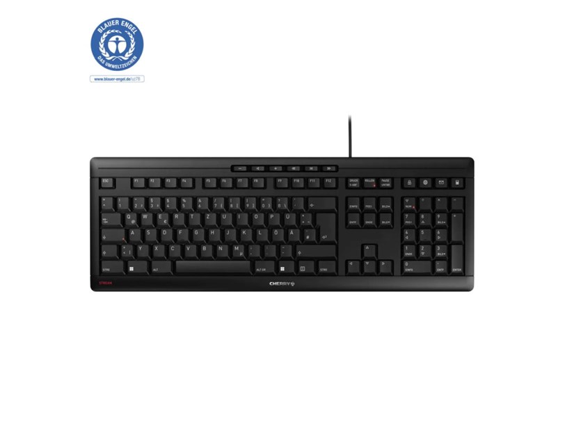 Cherry Stream tiha vodootporna tipkovnica, USB, crna